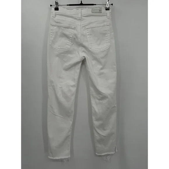 AG 26 The Isabelle High Rise Straight Crop Jeans Womens White Raw Hem PW15738 - Picture 6 of 9
